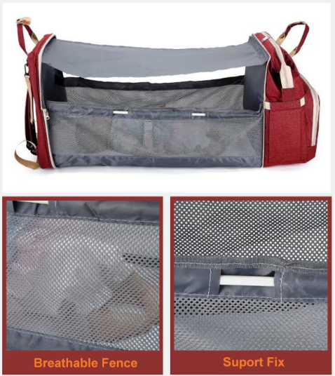 Rucsac 3-in-1 pentru bebelusi, cu spatiu pentru schimbat scutece pliabil integrat, At Performance, impermeabila, 39x30x18cm, Rosu