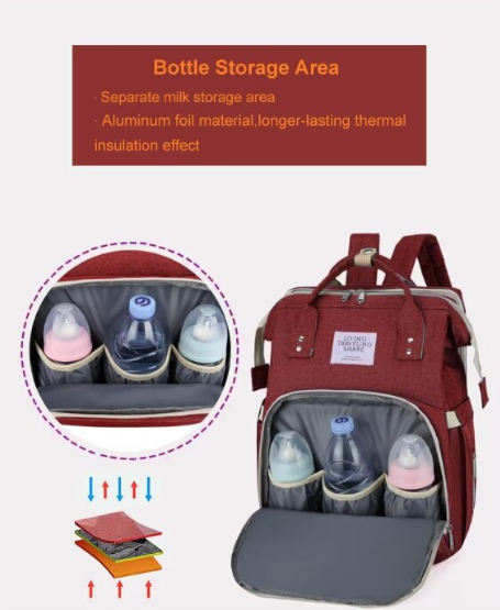 Rucsac 3-in-1 pentru bebelusi, cu spatiu pentru schimbat scutece pliabil integrat, At Performance, impermeabila, 39x30x18cm, Rosu