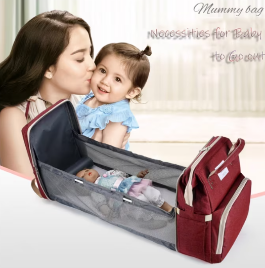 Rucsac 3-in-1 pentru bebelusi, cu spatiu pentru schimbat scutece pliabil integrat, At Performance, impermeabila, 39x30x18cm, Rosu