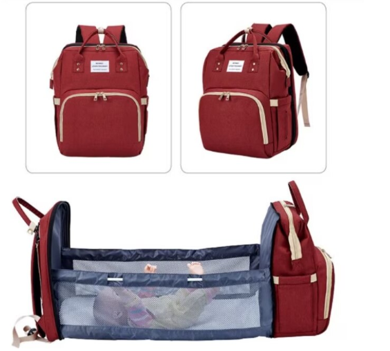 Rucsac 3-in-1 pentru bebelusi, cu spatiu pentru schimbat scutece pliabil integrat, At Performance, impermeabila, 39x30x18cm, Rosu