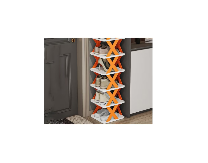 Pantofar, AT PERFORMANCE®, cu 6 rafturi, modular, alb / Portocaliu