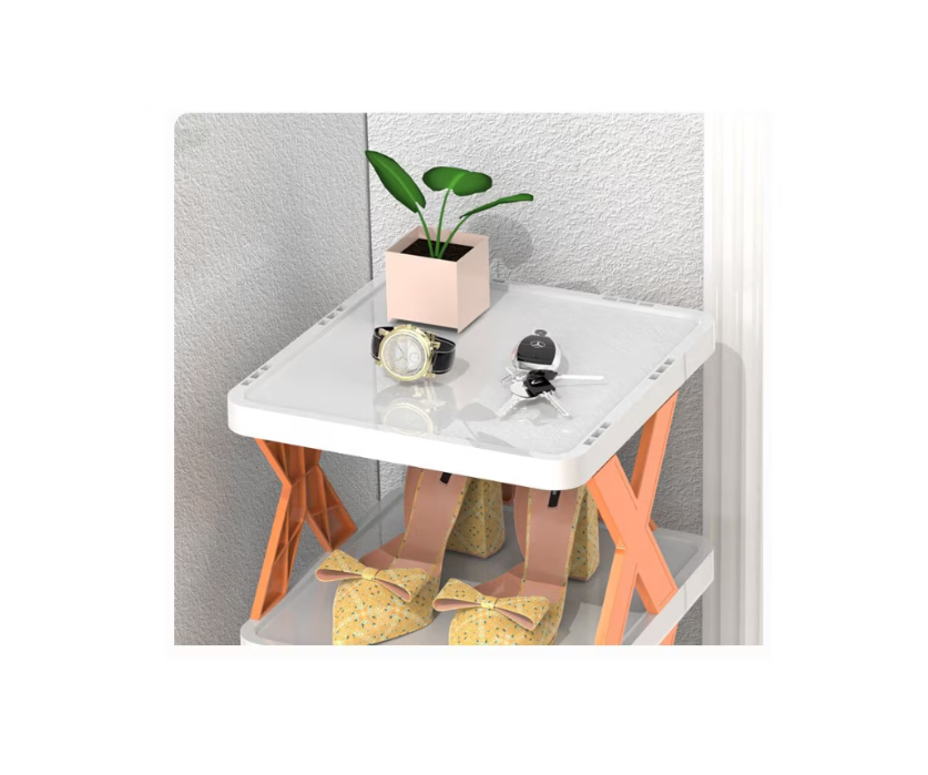 Pantofar, AT PERFORMANCE®, cu 6 rafturi, modular, alb / Portocaliu