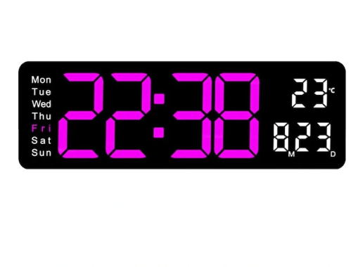 Ceas digital de perete, AT PERFORMANCE®, afisaj mov, data si temperatura