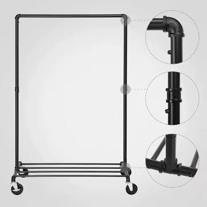Pachet Promoțional 2x Suport Mobil, pentru Haine, AT PERFORMANECE ®, Umerase si Incaltaminte, Inaltime Reglabila, 163X100X49 Cm, Negru