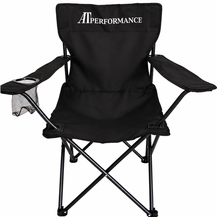 Scaun Pliabil Camping AT Performance®, 120 kg, Cadru Oțel 16 mm, Poliester Rezistent, Suport Pahar, Geantă Transport