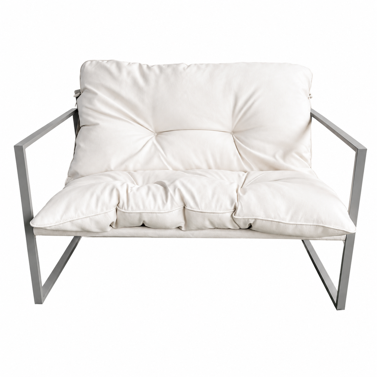 Set Mobilier Grădină AT PERFORMANCE® 4 Piese, Canapea 2 Locuri + 2 Fotolii + Măsuță cu Sticlă Securizată Neagră, Cadru Metalic