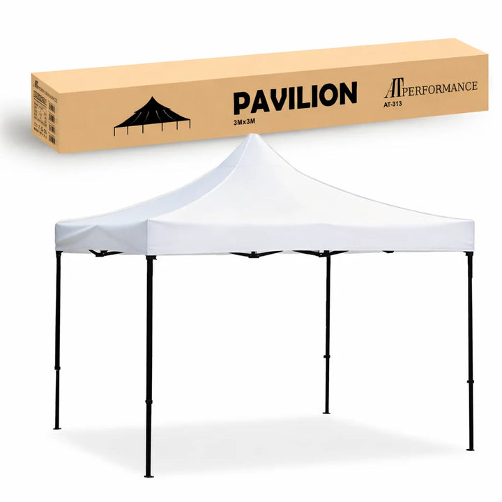 Cort tip Pavilion AT PERFORMANCE 3x3m Albastru, Verde, Alb, Rosu, Prelata Impermeabila, Pliabil, Structura Metalica Solida, Pentru Curte, Gradina, Evenimente