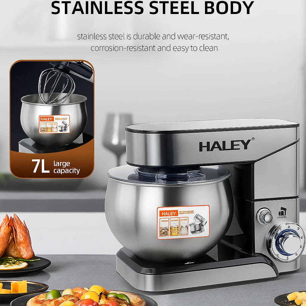 Robot de bucătărie multifuncțional HALEY HY-2403, 7L, inox, 6 viteze + Turbo