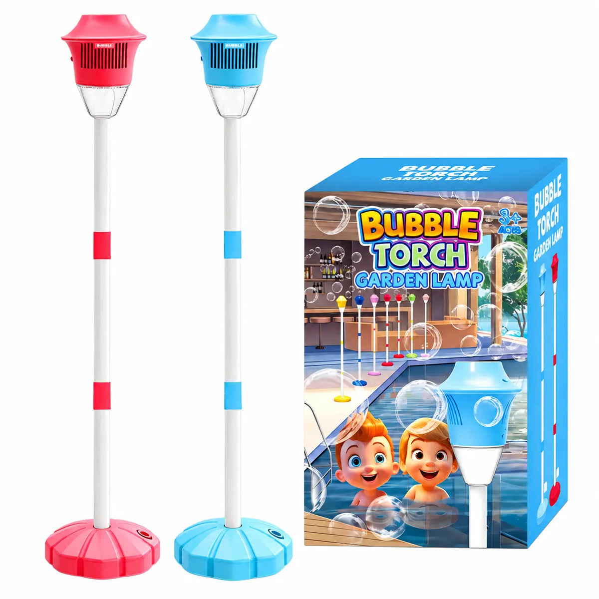 Lampă Bubble Torch pentru Copii cu Generator Automat de Baloane de Săpun,Blue Efecte Luminoase și Înălțime Reglabilă