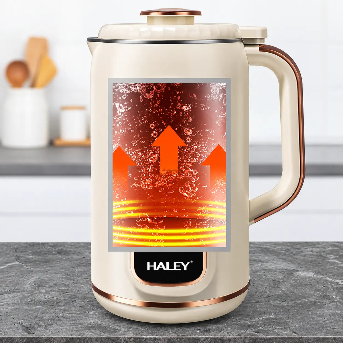 Aparat Multifuncțional pentru Prepararea Laptelui Vegetal și de Soia HALEY® HY-2721, 1800 ml, Putere Mixare 500W, Încălzire 1000W, 8 Funcții, Panou Tactil, Timer 12 Ore, Autocurățare
