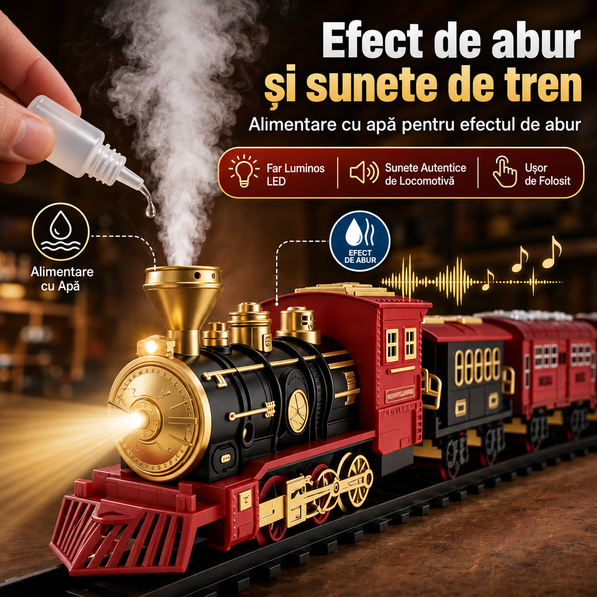 AT-2134 – detaliu efect de abur far și sunete