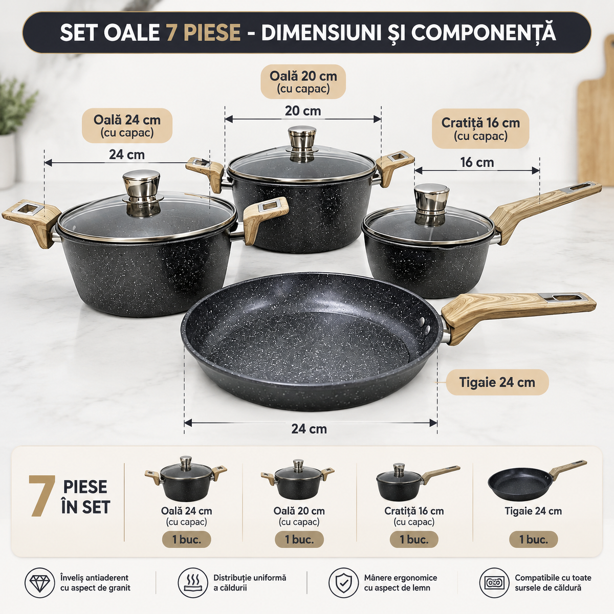AT-403 – dimensiuni și componente ale setului