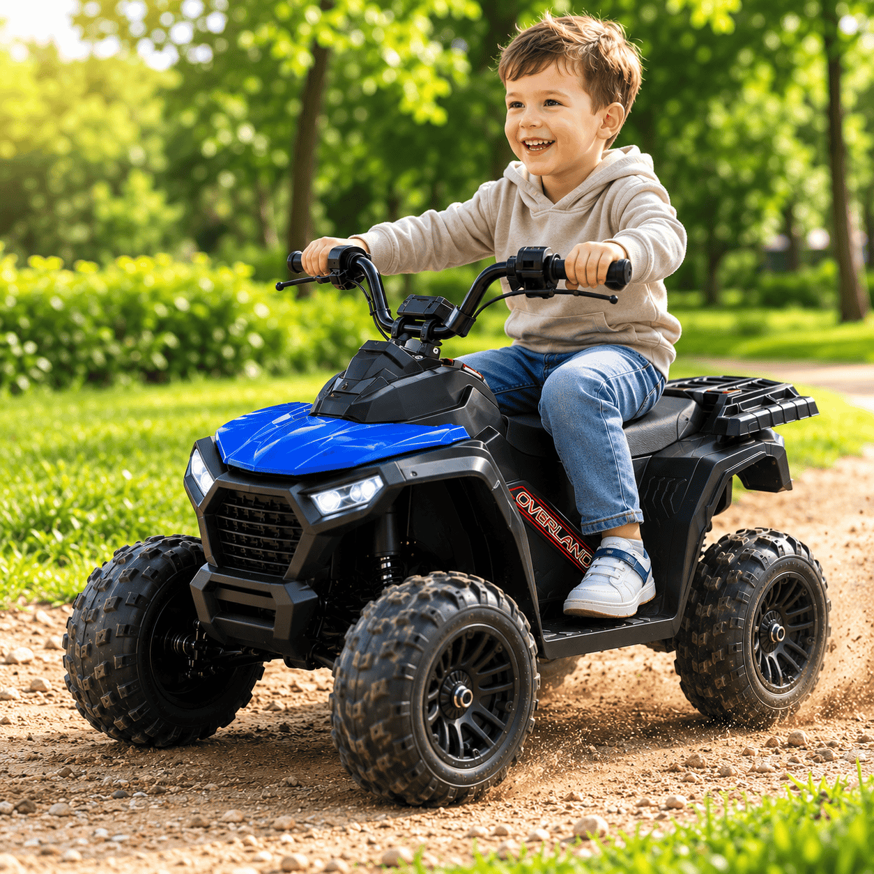ATV Electric KIDOO pentru Copii 6V, Motor 380, Faruri LED, Pornire cu Buton, Design Off-Road, Albastru