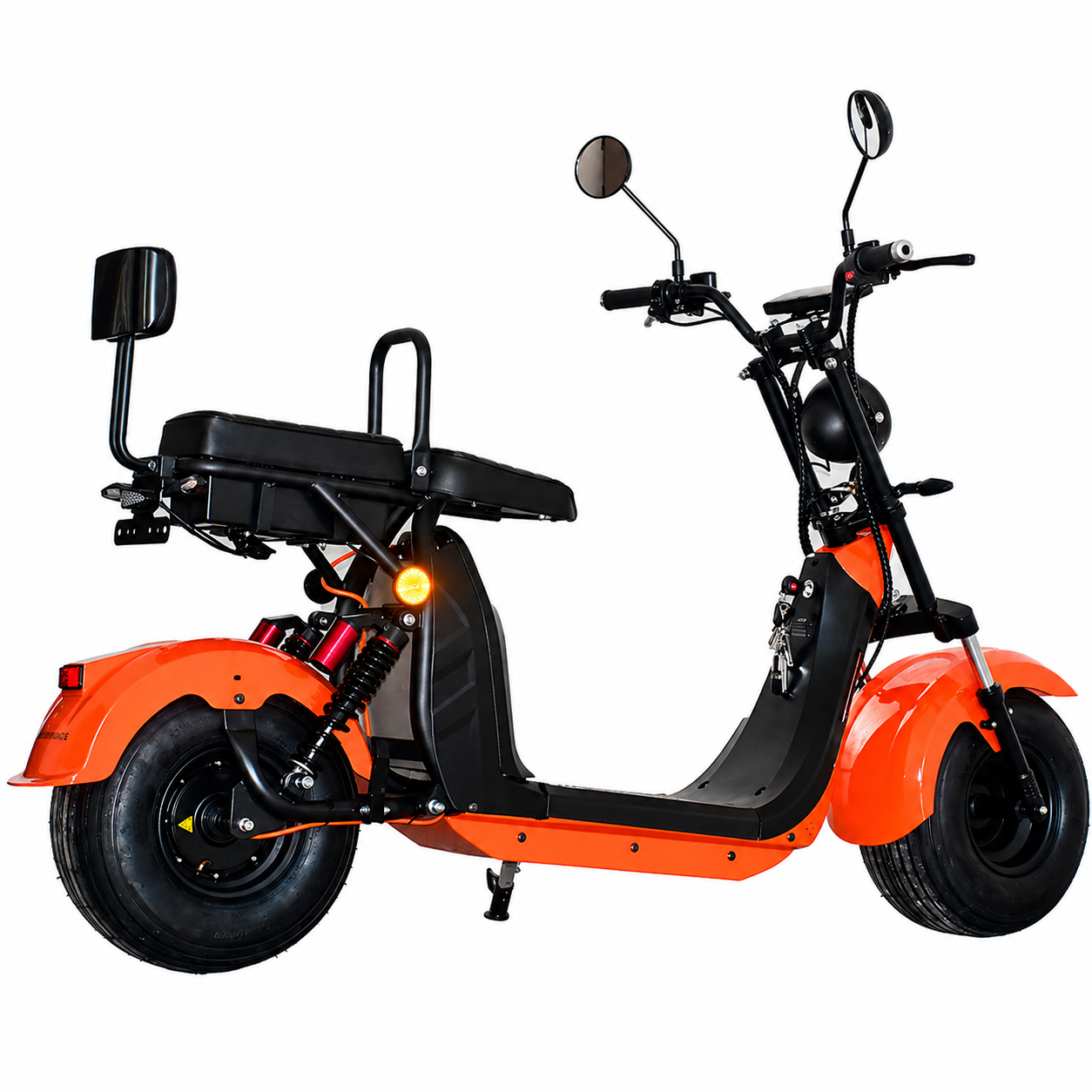 Scuter Electric 2 Persoane, Viteză Limitată 25 km/h – Fără Permis, Viteza maxima 25km/h, Autonomie 45 km, Motor 1500W, Baterie 20Ah, Suspensie Hidraulică, COC Inclus