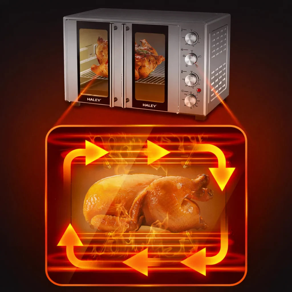 Cuptor Electric HALEY HY-513I, 65L, 3000W, Convecție, Rotisor, Timer 120 min