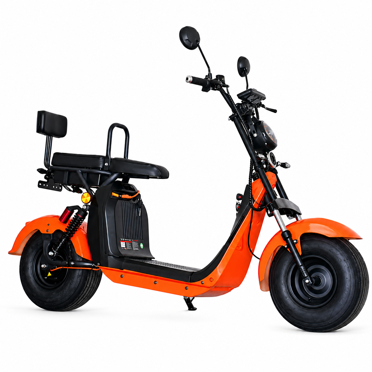 Scuter Electric 2 Persoane, Viteză Limitată 25 km/h – Fără Permis, Viteza maxima 25km/h, Autonomie 45 km, Motor 1500W, Baterie 20Ah, Suspensie Hidraulică, COC Inclus