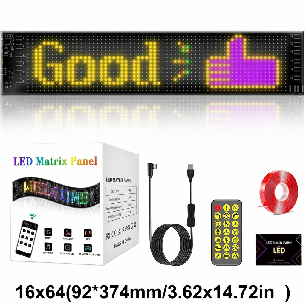 Panou LED Matrix RGB 16x64 Programabil – Display LED cu Control prin Telefon și Telecomandă