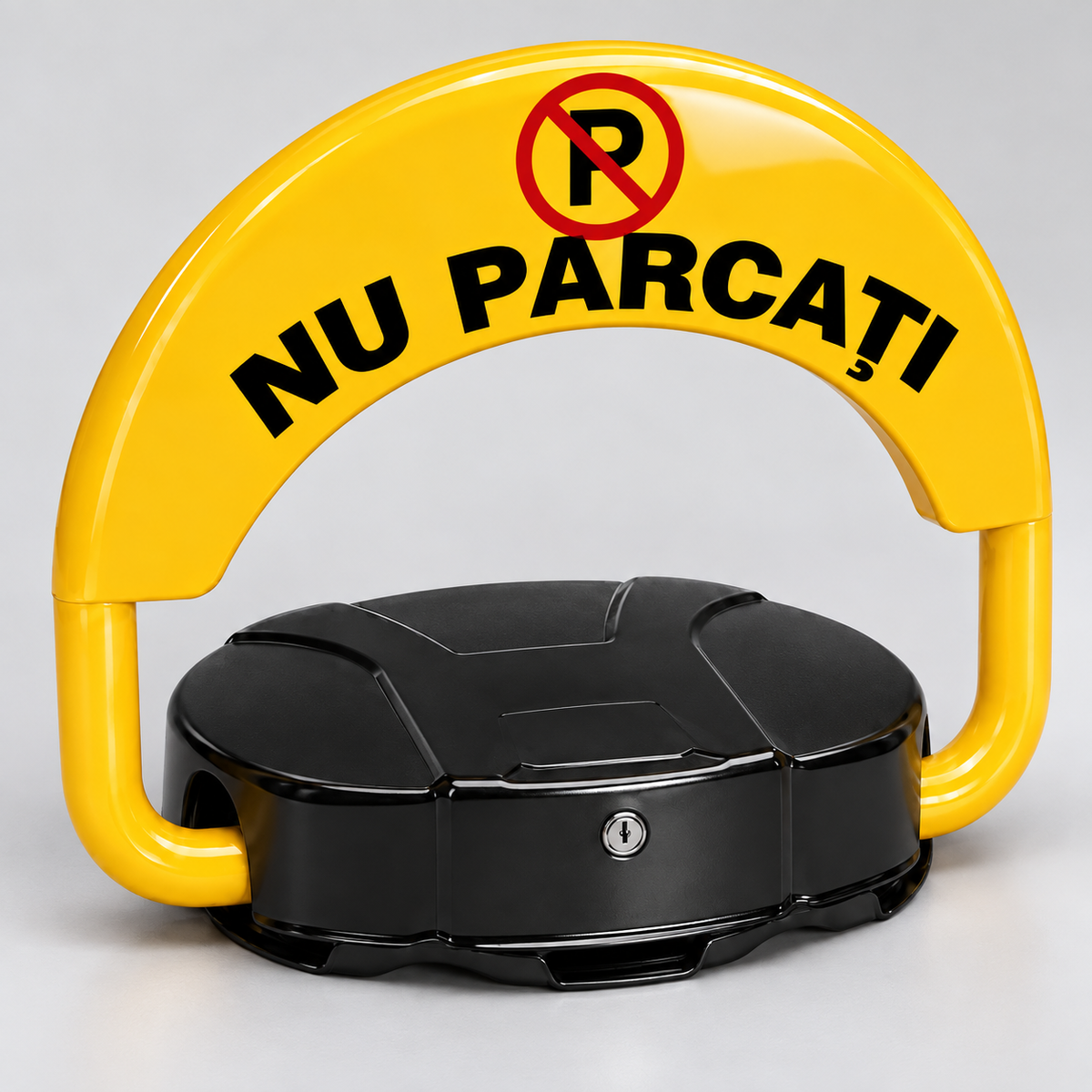 Detaliu al bazei și încuietorii blocatorului automat de parcare