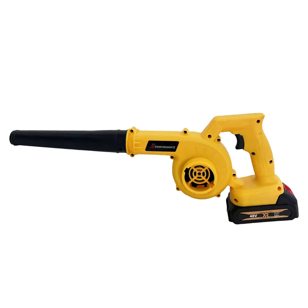 Suflantă și Aspirator fără fir 2 în 1 AT PERFORMANCE® AT-919, 48V, 880W, 18.000 RPM, cu 2 Acumulatori, pentru Frunze, Praf și Zăpadă Ușoară