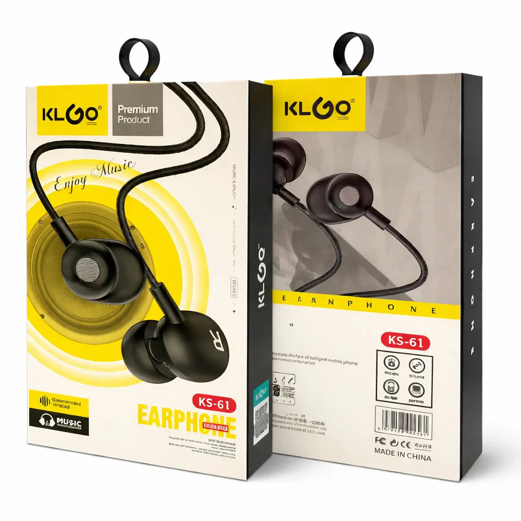 Căști In-Ear KLGO KS-61 cu Extra Bass și Microfon – Jack 3.5mm, Sunet Hi-Fi