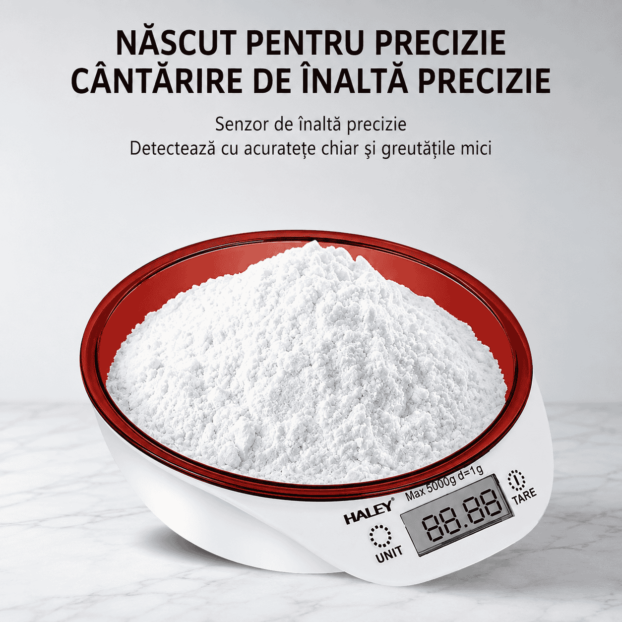 Cântar Electronic De Bucătărie Haley HY-5023, Cu Bol, Capacitate 5 Kg, Precizie 1 G, Display LCD