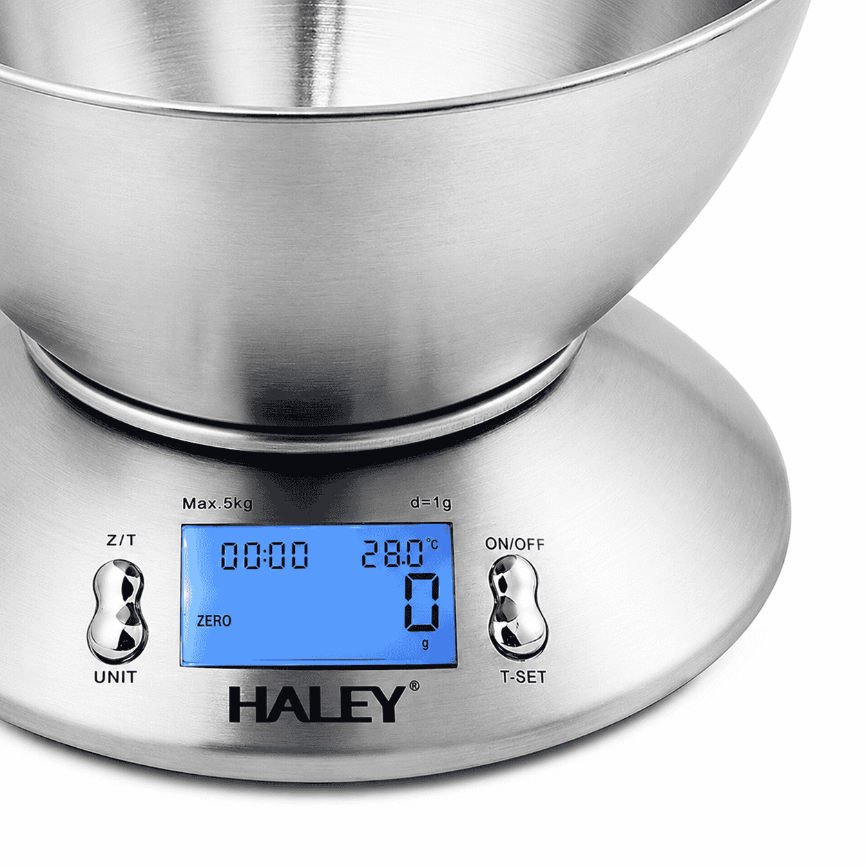 Cântar Electronic De Bucătărie Haley HY-5021, Capacitate 5 Kg, Precizie 1 g, Bol Inox 1,8 L, Display LCD
