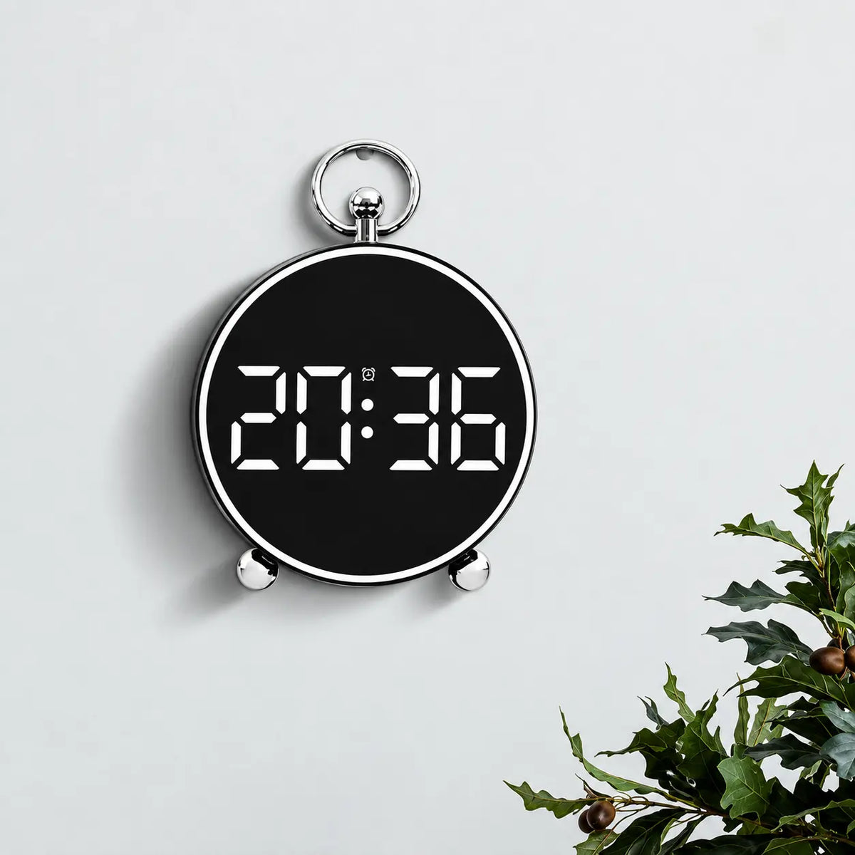 Ceas Digital AT PERFORMANCE®, de Masă sau Perete, cu Alarmă, Snooze, Lumină LED, Mod Noapte, Control Vocal, USB – Alb