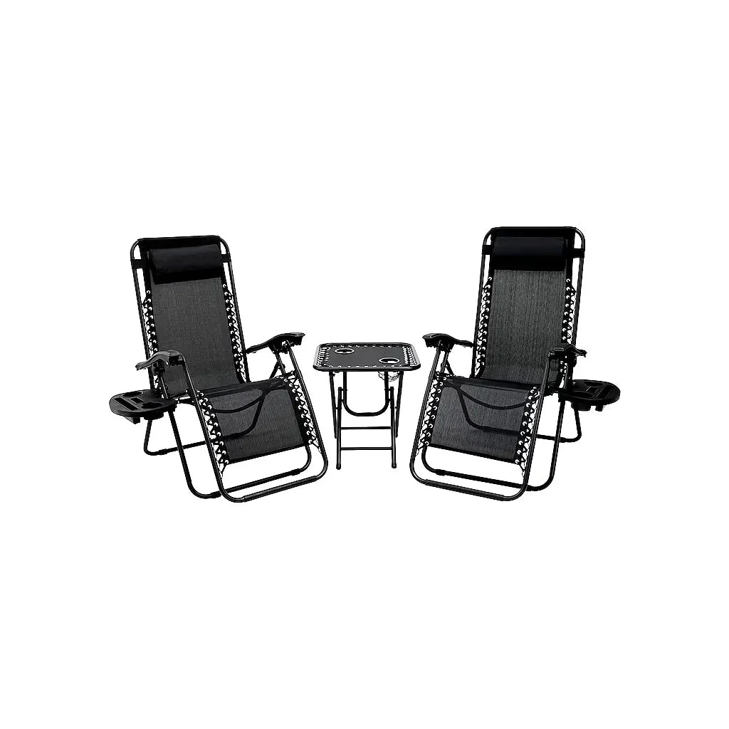 Set 2 Scaune Șezlonguri Zero Gravity + Masă cu Suport Pahare AT PERFORMANCE® – Pachet Promo Exterior