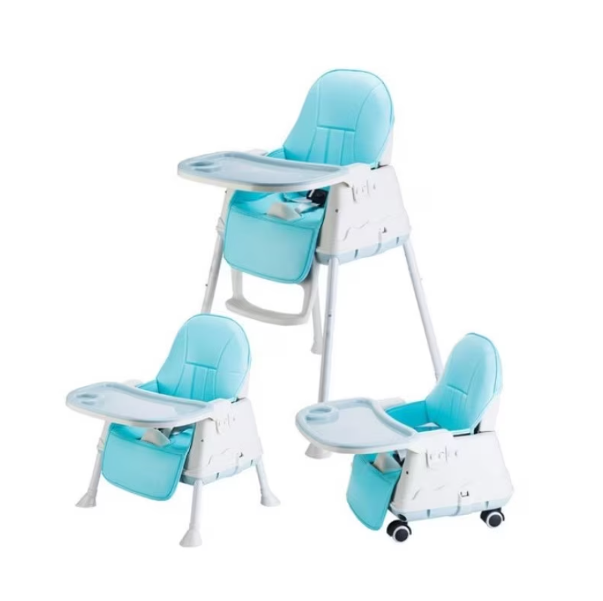 Scaun de masa Transformabil, At Performance, 6 in 1, pentru bebelusi si copii, cu roti, husa detasabila, Albastru