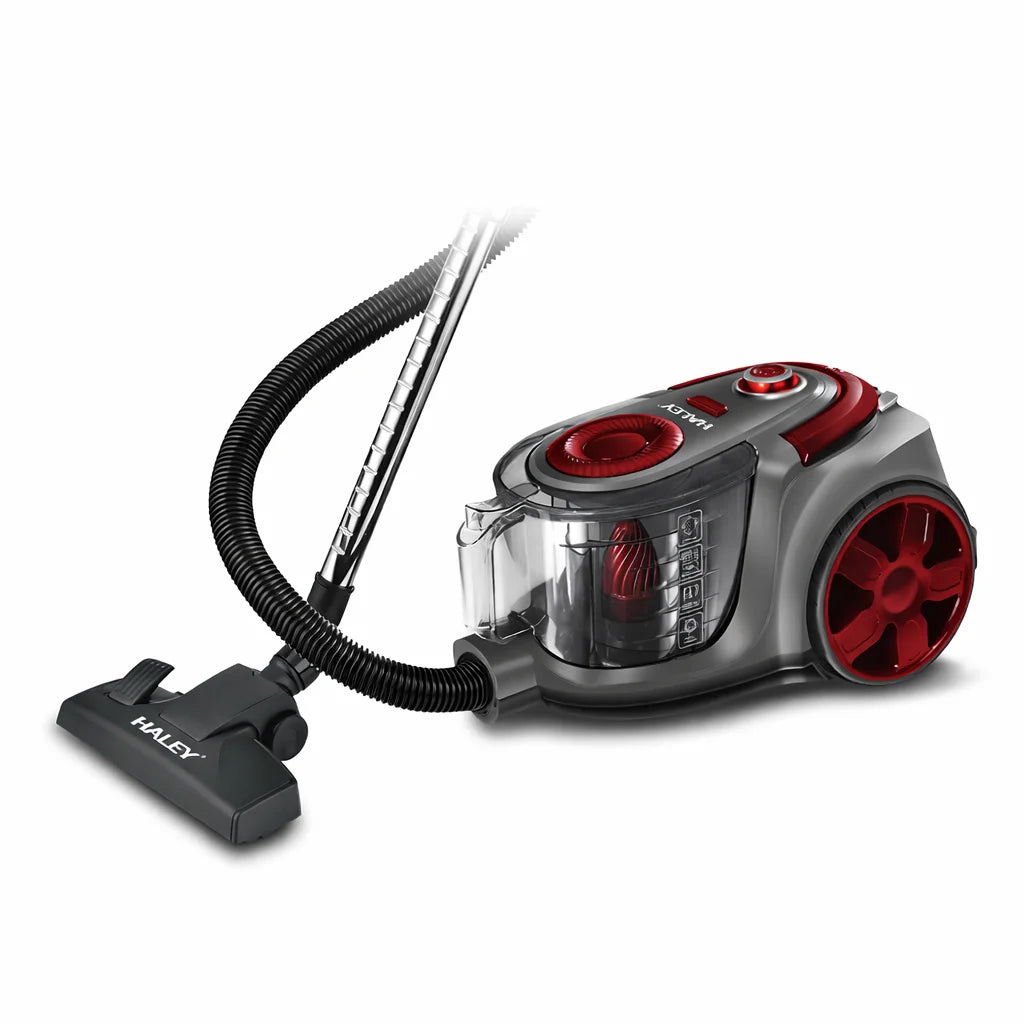 Aspirator fără sac HALEY 2L,1200W, Aspirator de praf Aspirator puternic cu fir, de calitate, cu ciclon, Rosu/Gri