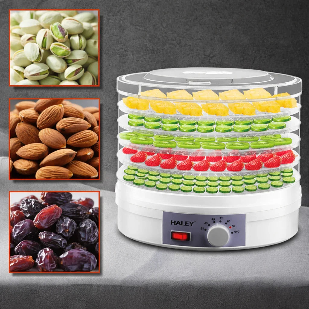 HALEY HY-980I – Deshidrator Fructe și Legume, 350W, 5 Tăvi, Control Temperatură 35–70°C