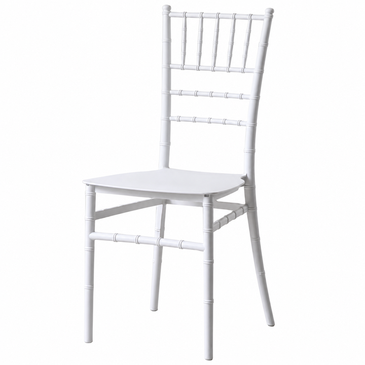 Scaun Elegant AT PERFORMANCE® Chiavari, din Policarbonat, Rezistent la Umiditate, Fără Brațe, Alb, 38 x 37 x 88.5 cm