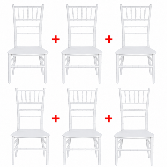 Set 6 Scaune Elegante AT PERFORMANCE®, Policarbonat Rezistent la Umiditate, Spătar Decorativ, Fără Brațe, Alb, 38 x 37 x 88.5 cm
