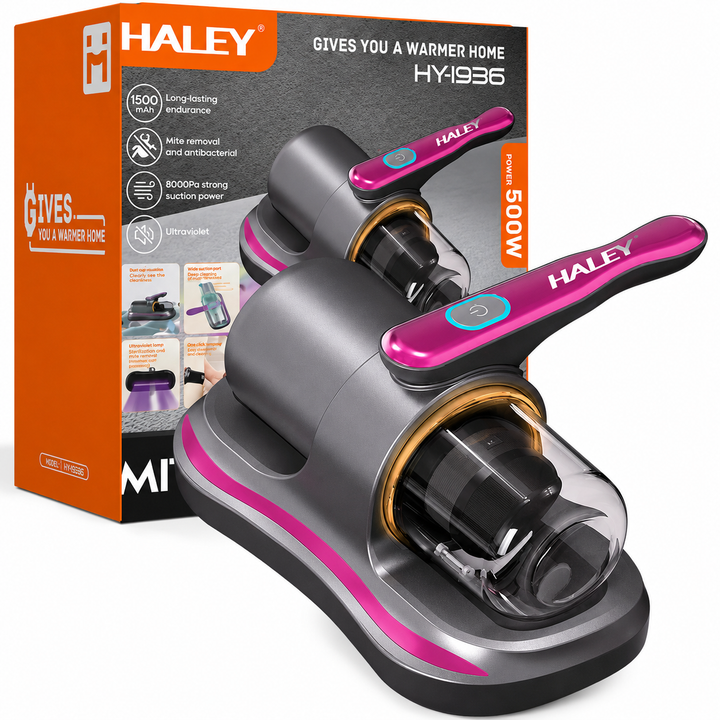 Aspirator Antiacarieni HALEY® HY-1936, 500W, 8000Pa, Baterie 1500mAh, USB Type-C, Funcție Antibacteriană