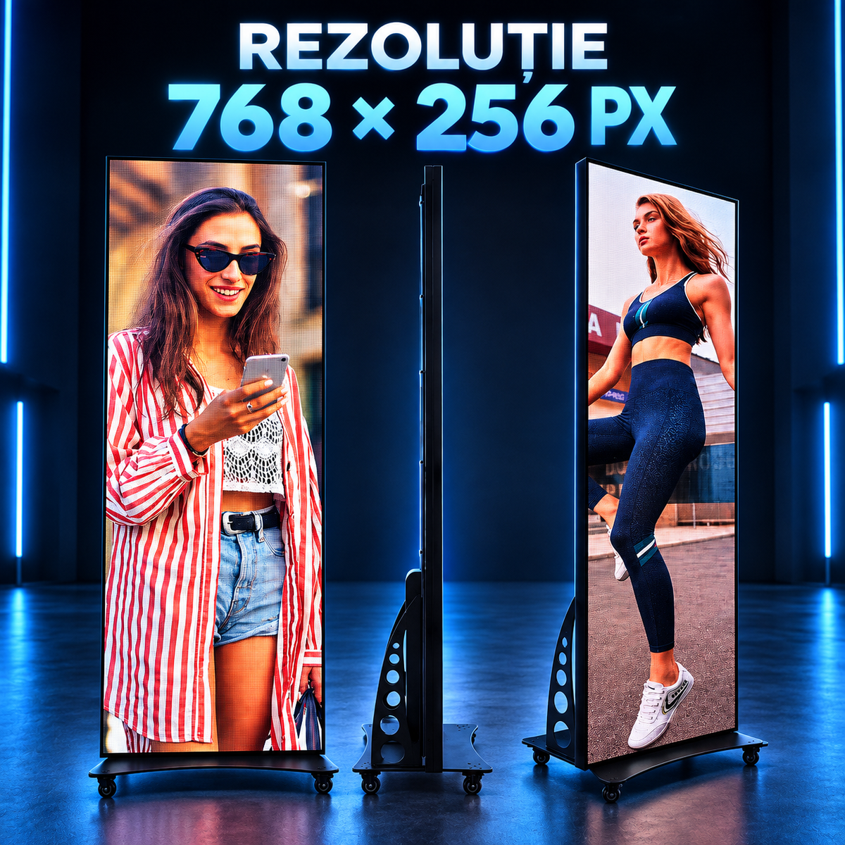 Ecran LED P2.5 cu rezoluție de 768 pe 256 pixeli
