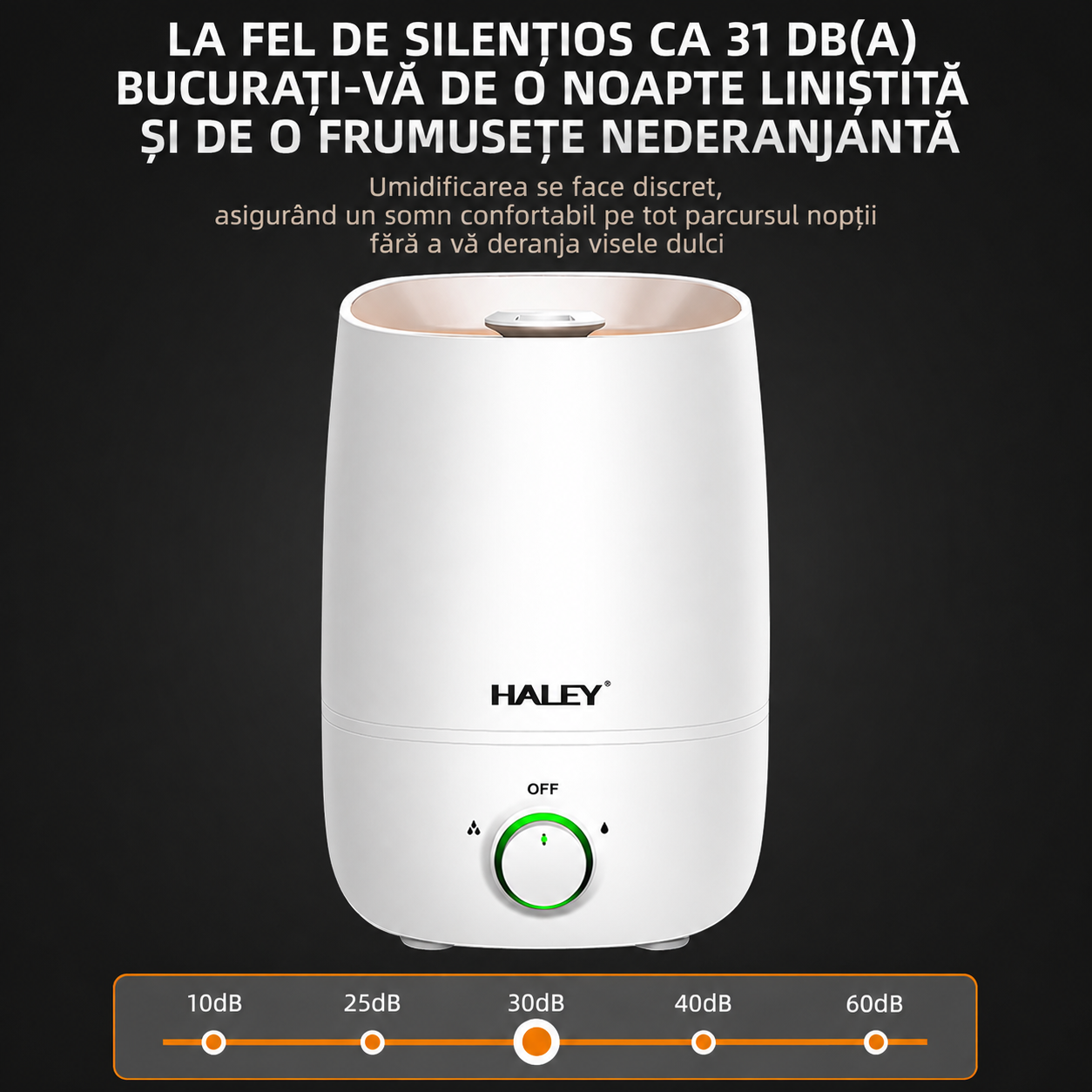 Umidificator De Aer Haley HY-3100, 5L, 1000W, Umidificare 360°, Reglare Continuă a Ceții, Rezervor Mare