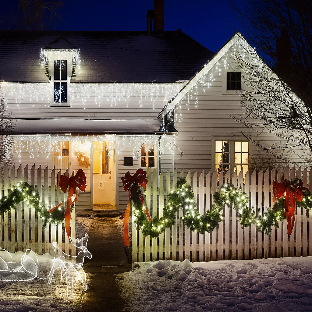 instalatie luminoasă Crăciun 12 metri AT PERFORMANCE® – 300 LED-uri alb rece, decor interior/exterior