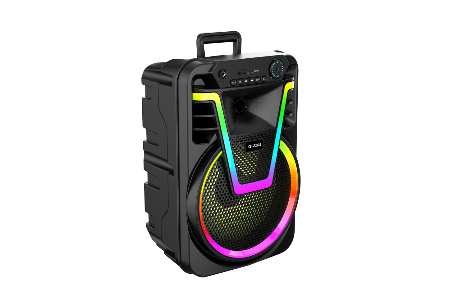 Boxa Portabila AT PERFORMANCE®, cu Lumini RGB, cu Maner, Putere 200W, MP3, USB, Bluetooth, TF, WIFI, Slot Microfon, Karaoke, Acumulator, Negru