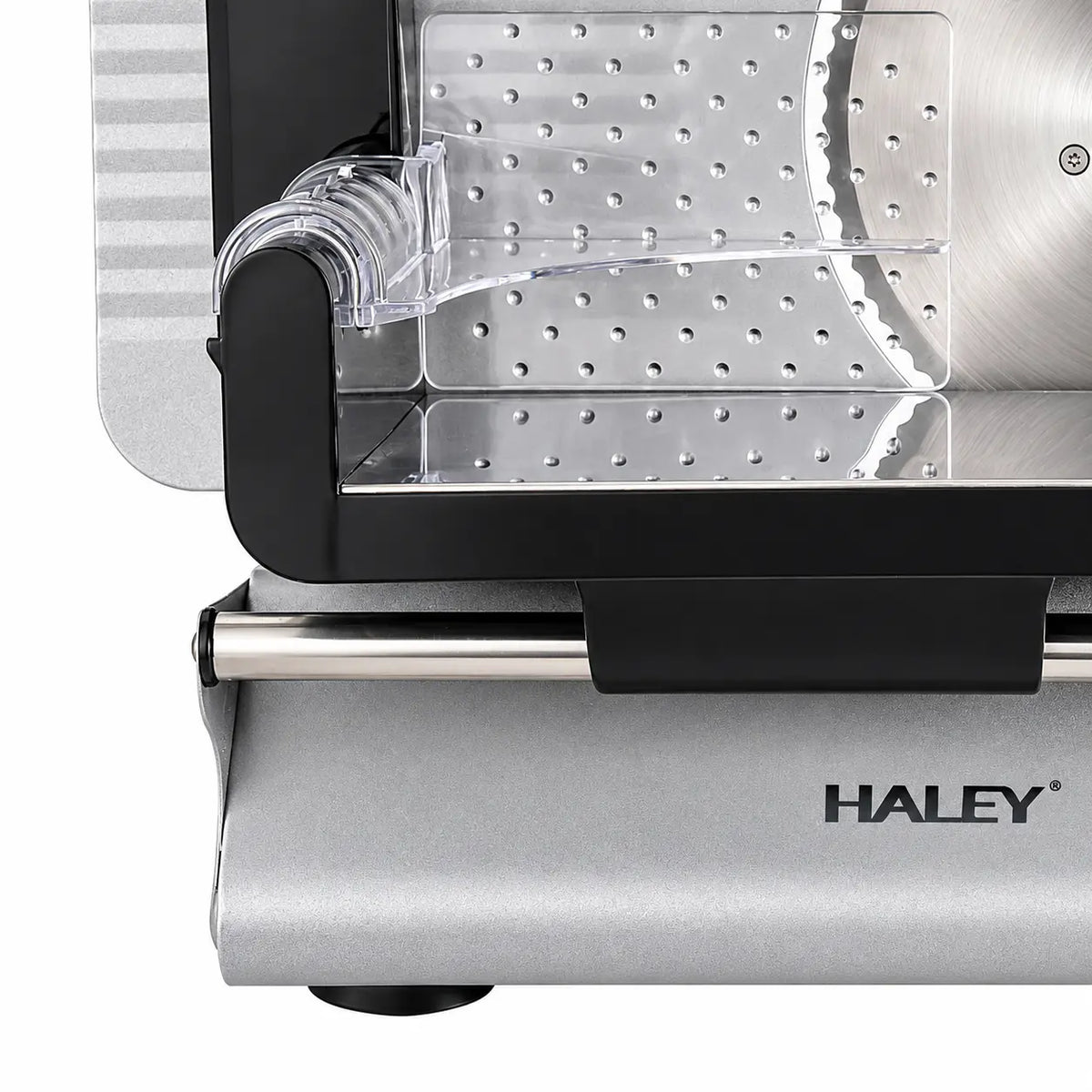 Feliator Electric de Alimente HALEY® HY-1329, Putere Maximă 800W, Lamă din Oțel Inoxidabil de 190 mm, Grosime de Tăiere Reglabilă 0–15 mm, Carcasă din Aluminiu Turnat, Protecție pentru Degete, Împingător Transparent cu Protecție