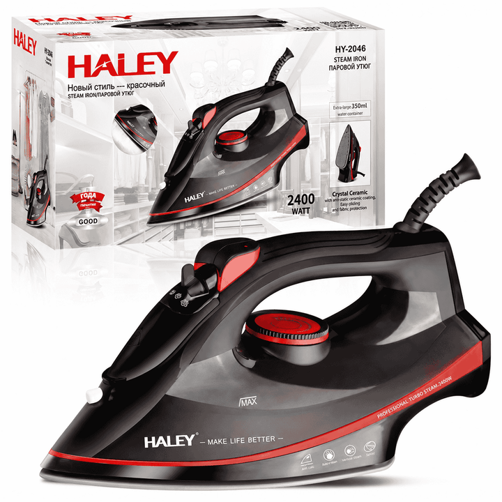 Fier De Călcat Cu Abur HALEY HY-2046, 2400W, Rezervor 350 ml, Talpă Ceramică
