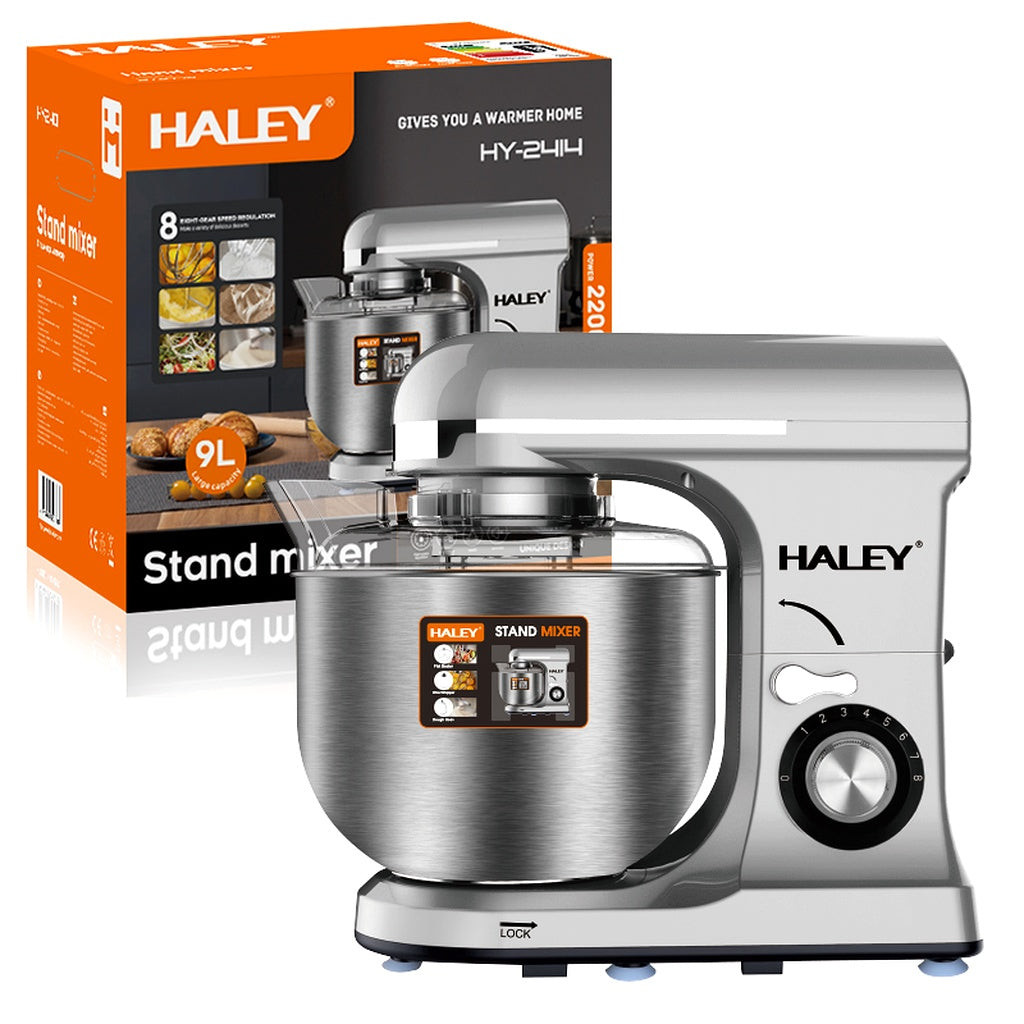 Mixer Planetar Profesional HALEY HY-2414, 2200W, Bol Inox 9L, 8 Viteze