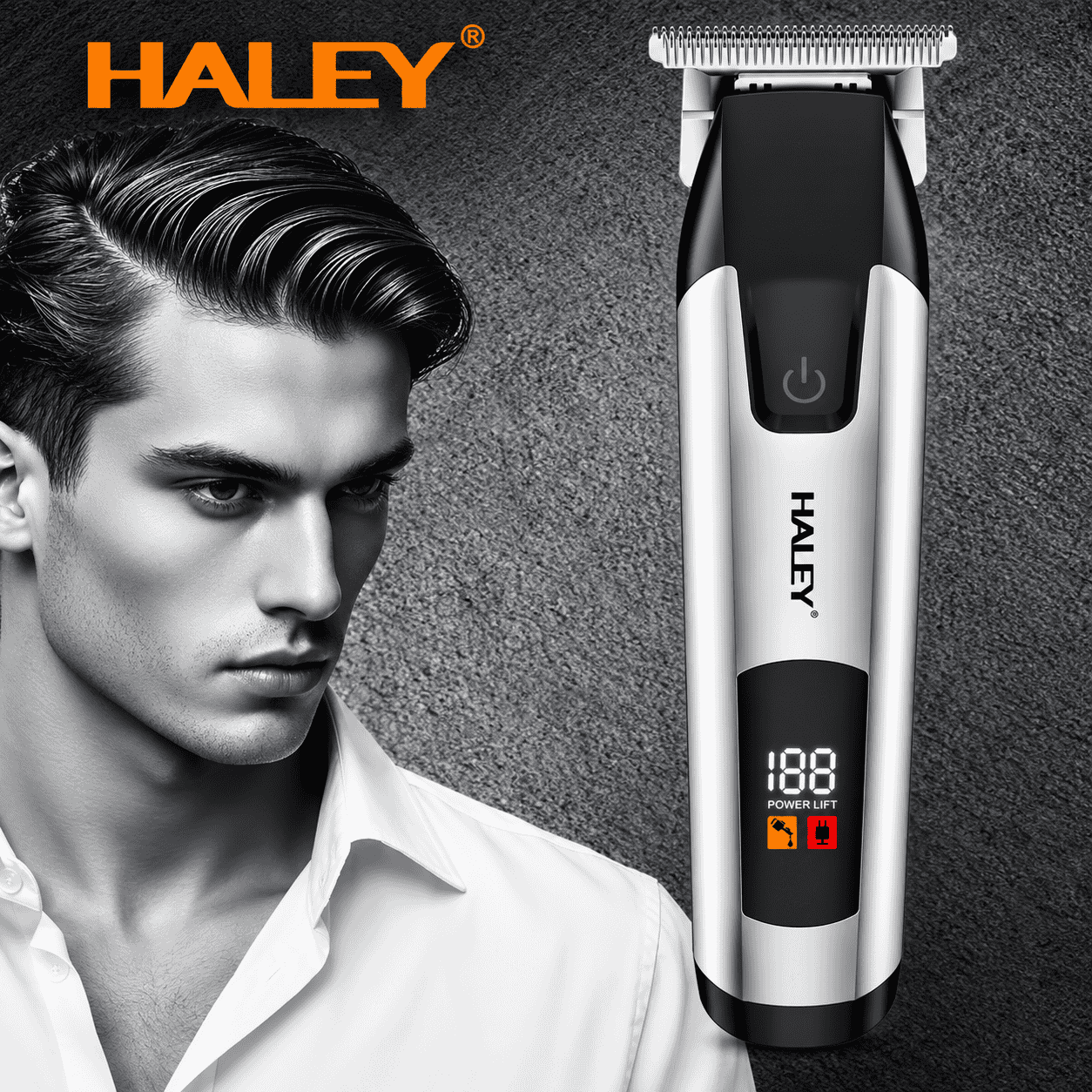 Mașină Profesională De Tuns Haley HY-4511, Acumulator 1200 mAh, Autonomie 150 Minute, Ecran Digital, Încărcare Type-C