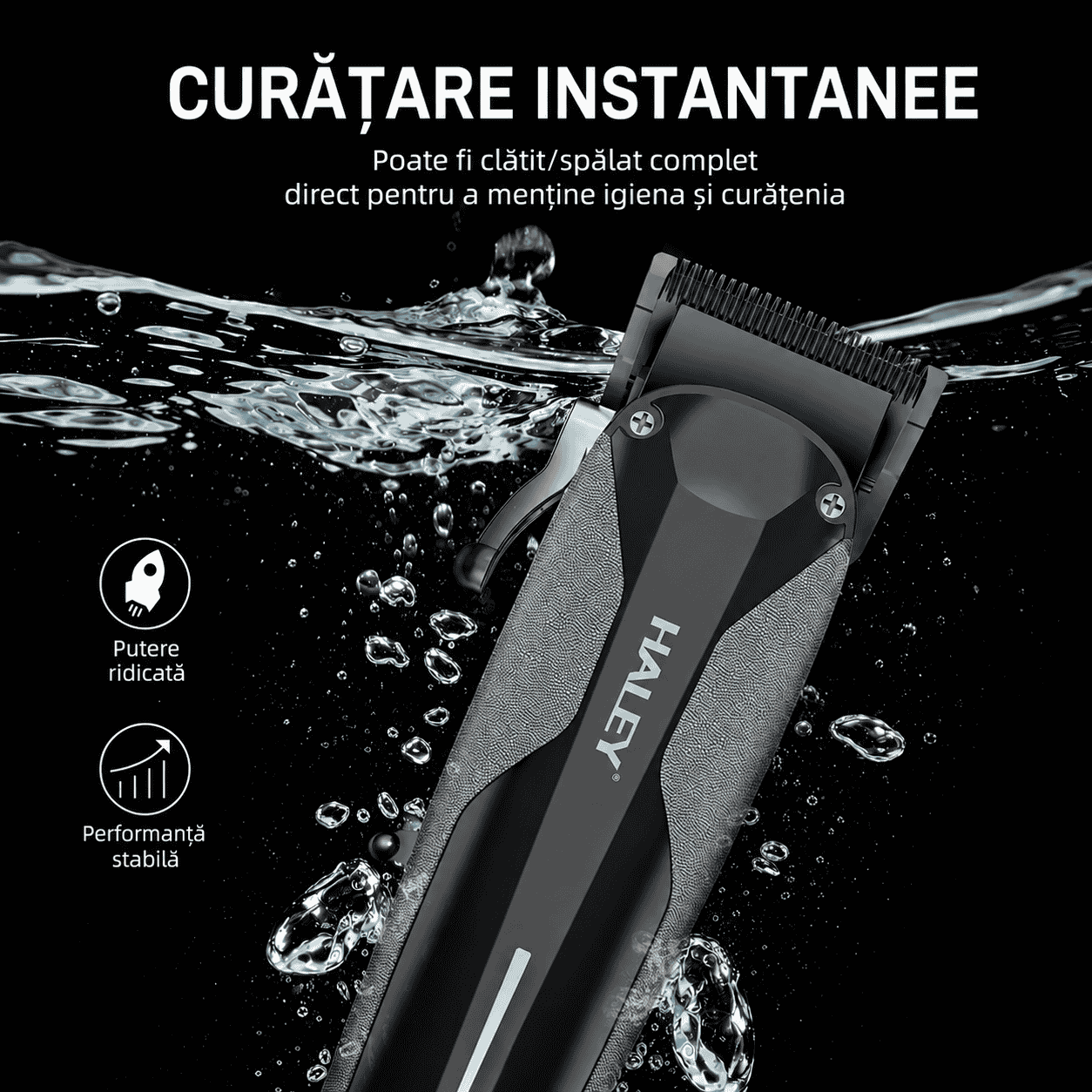 Mașină Profesională De Tuns Haley HY-4513, Acumulator 2000 mAh, Autonomie 180 Minute, Încărcare USB Type-C