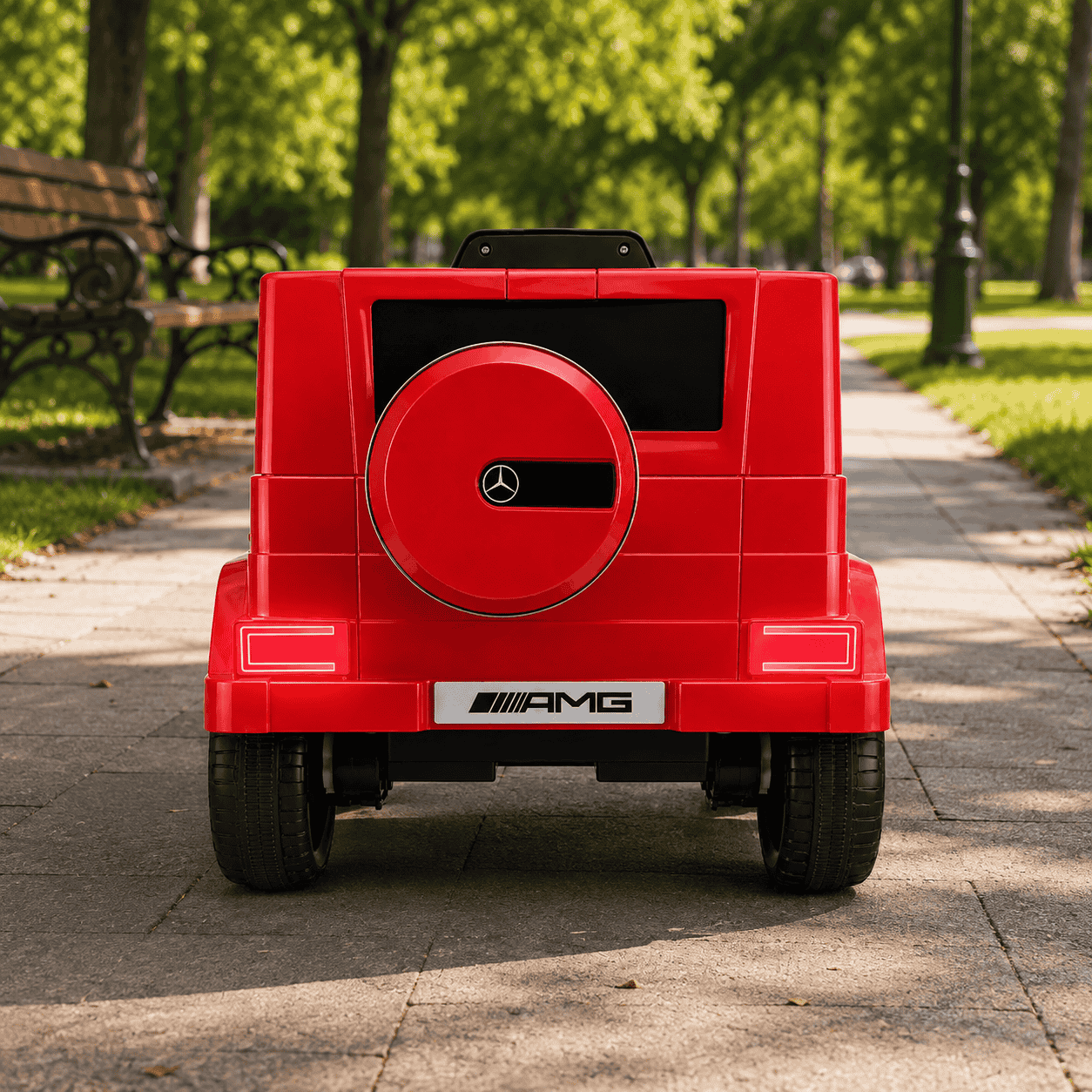 Mașină Electrică pentru Copii Tip SUV 4x4 Premium, Design Inspirat Mercedes G-Class AMG, 12V, Lumini LED, Muzică, Rosu