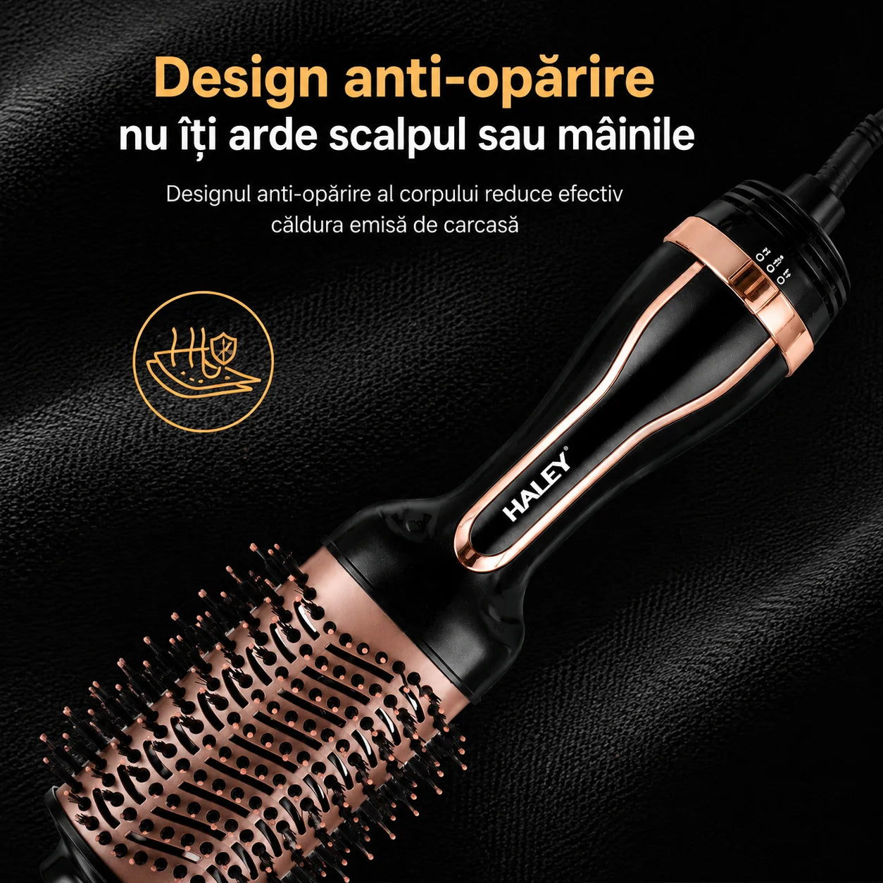 Perie Cu Aer Cald Haley HY-4028, 1200W, 3 Trepte De Temperatură, 2 Viteze, Protecție La Supraîncălzire