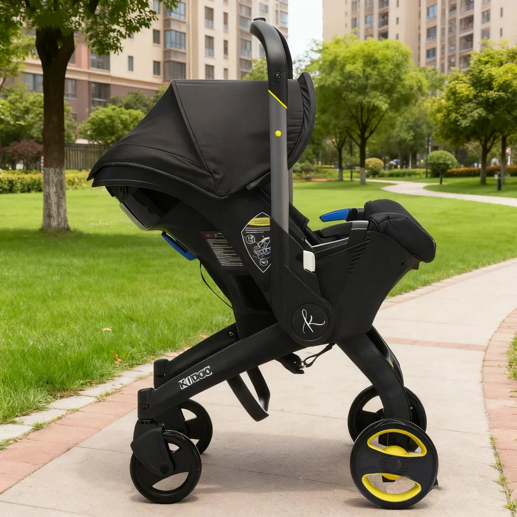 Căruciorul 2 în 1 KIDOO pentru Nou-Născuți– scaun auto & cărucior, sigur, ergonomic, elegant, perfect pentru bebeluși 0-18 luni, 0-13 kg