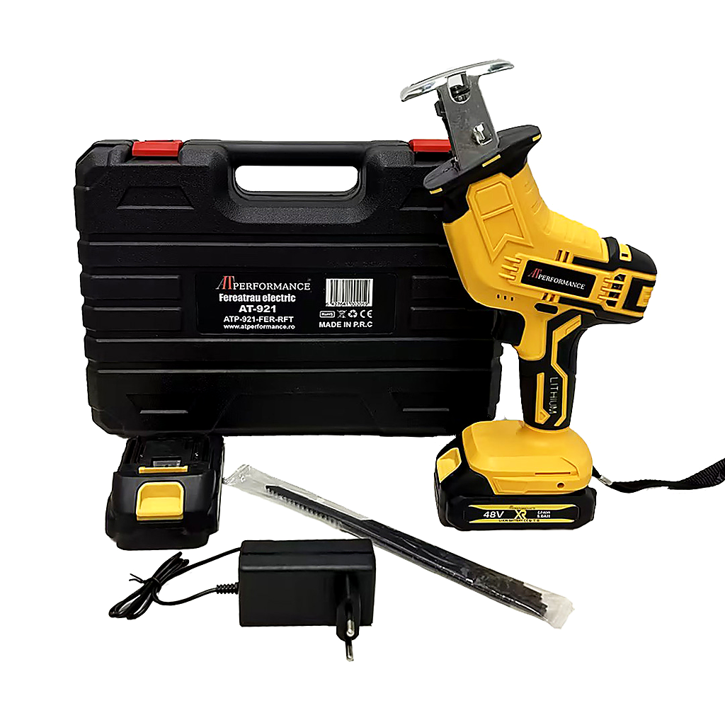 Fierăstrău Sabie Profesional AT PERFORMANCE® 48V cu 2 Acumulatori, 4 Pânze și LED