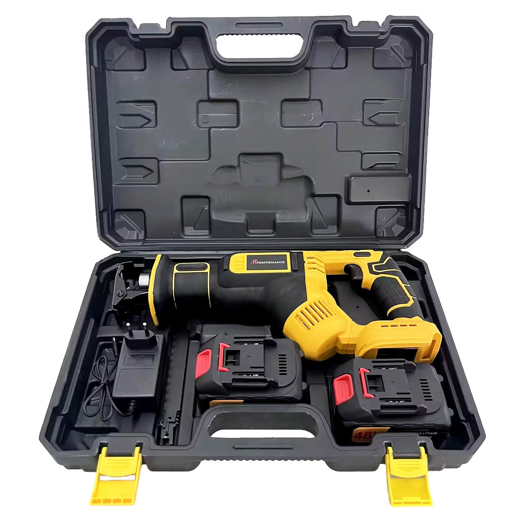 Fierăstrău Electric Sabie AT PERFORMANCE® 48V, 2 Acumulatori, 3000 RPM, Set Lame și Cutie Transport