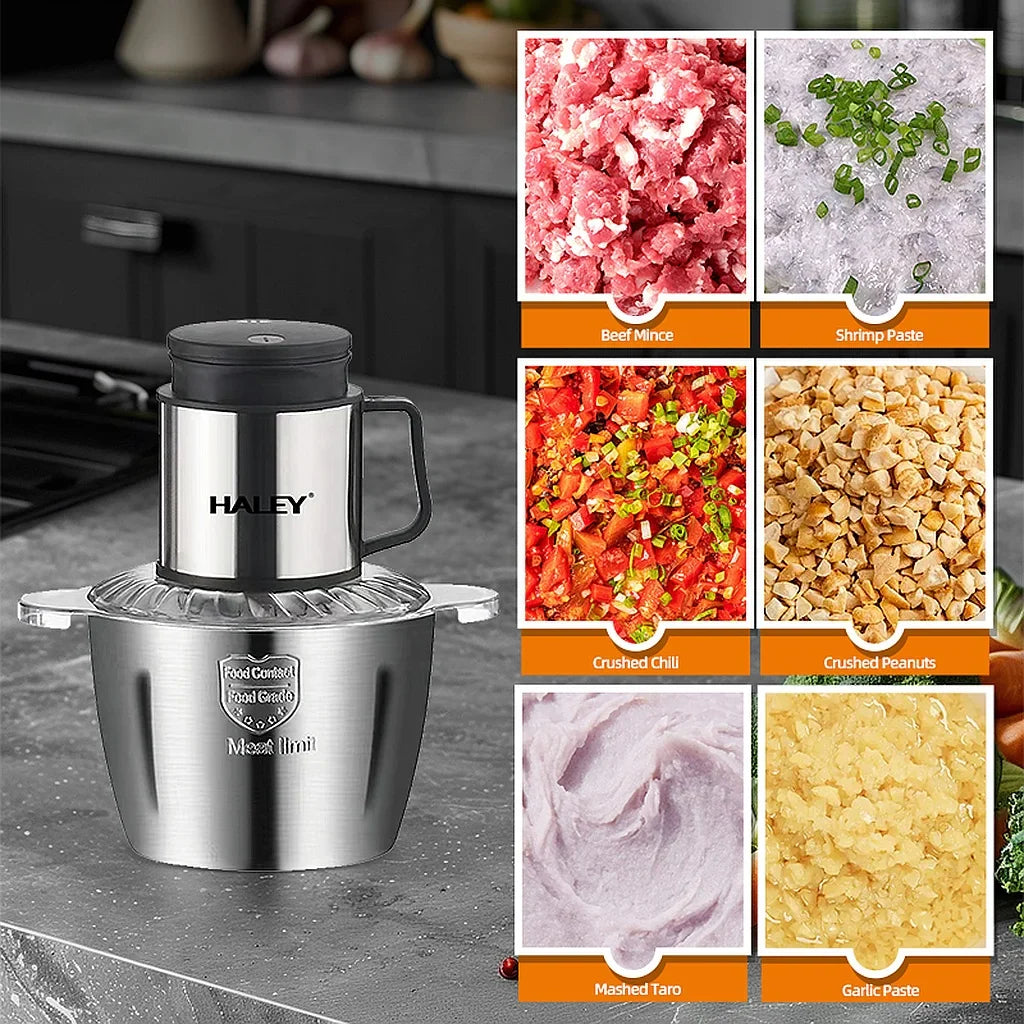 Tocător Electric HALEY HY-1223, 800W, 5L, 6 Lame Inox, 2 Viteze