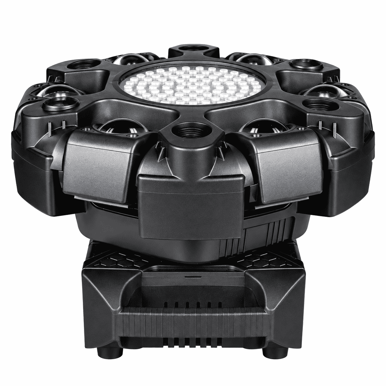 Moving Head LED Profesional Multi-Efect 100W, 6×10W RGBW CREE, Laser Roșu + Verde, Strobe Alb și Galben, 91 LED-uri, Brațe Rotative, DMX512 21 Canale, Sound Control